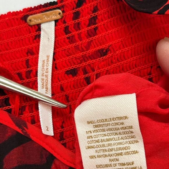 Free People Candy Pin-Up Red Floral Romper 2 S Red Dark Romantic Whimsygoth - Picture 7 of 11